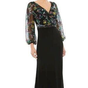 Mac Duggal Black Floral formal gown…the colors are perfect for Mardi Gras!